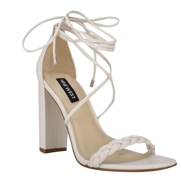 Nine West Monikka Ankle Wrap White Heeled Sandals | Ireland 62R61-6C81